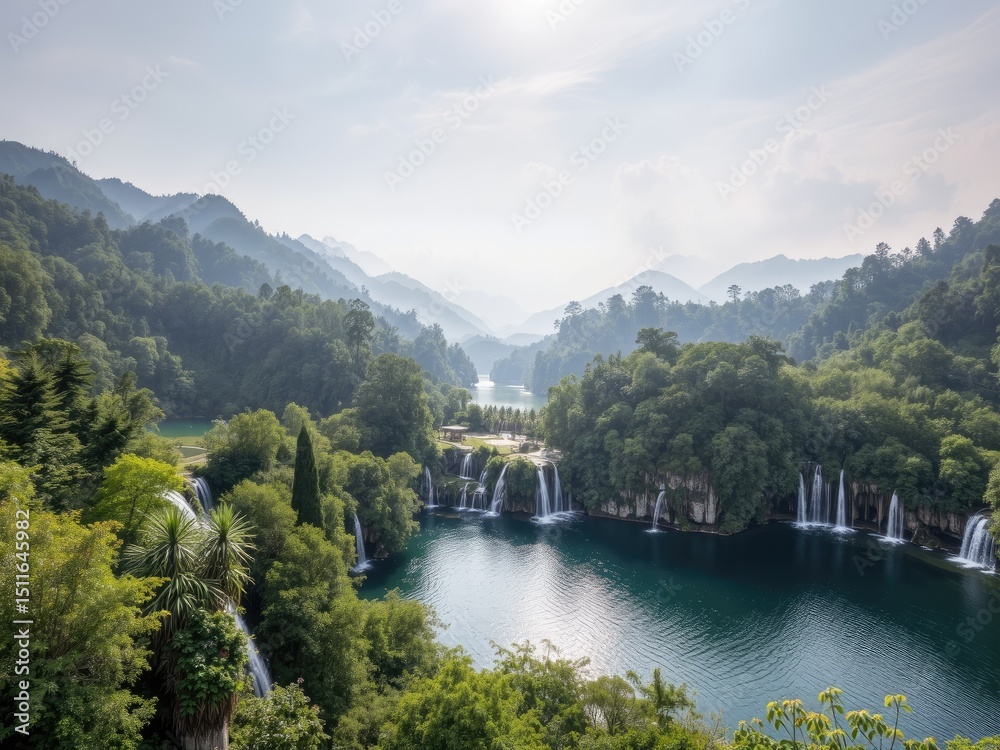 Fototapeta premium Croatian Plitvice Lakes National Park Scenery