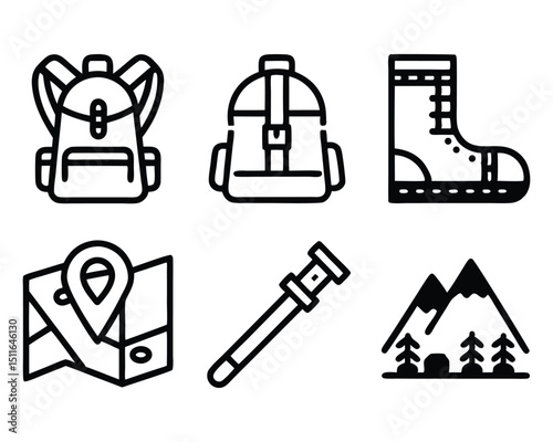 hiking icon set