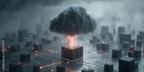 concept of network computer solutions, cloud data storage system, IT solution for innovative networks and data transmission
