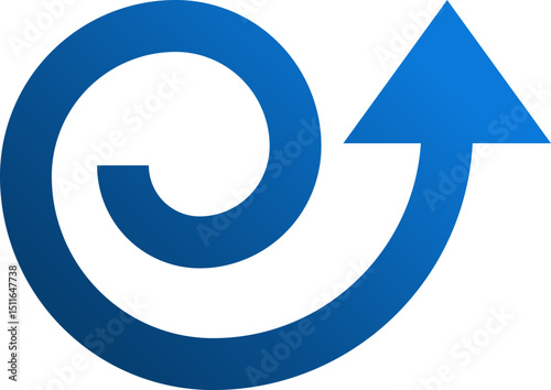 Blue Spiral Arrow Upward Growth, Progress, and Development Icon