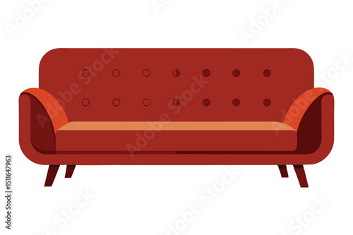 Mid century style leather sofa for corporate lobby seating design vector art illustration