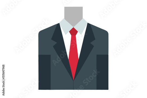 Mens formal office suit with tie in professional workplace fashion vector art illustration