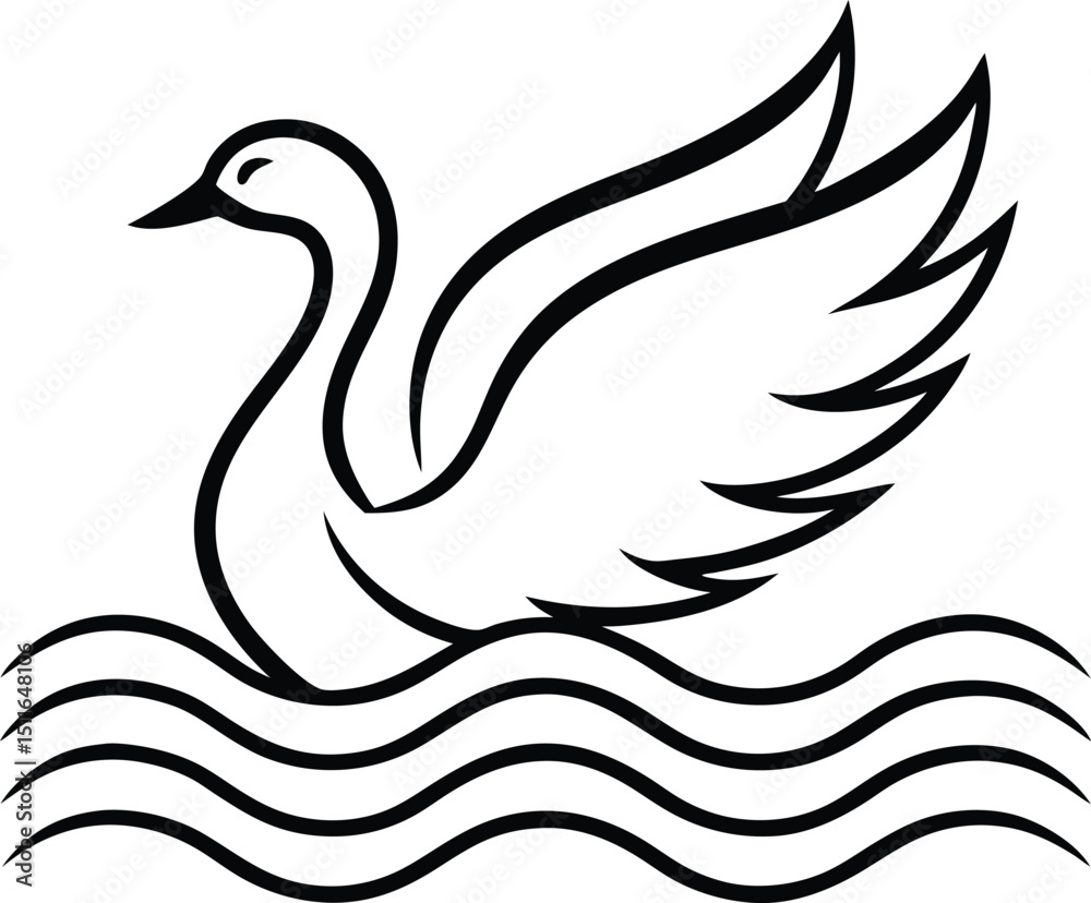 Fototapeta premium Swan line art logo