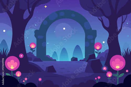 vector illustration of a night city
