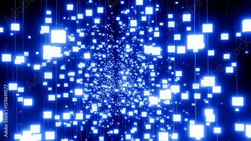 Wallpaper Mural Digital data stream with glowing blue cubes network information flow Torontodigital.ca