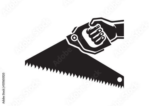 Hand Saw Silhouette Vector, Hand Saw Icon