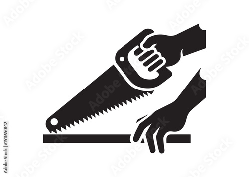 Hand Saw Silhouette Vector, Hand Saw Icon