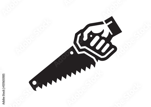 Hand Saw Silhouette Vector, Hand Saw Icon