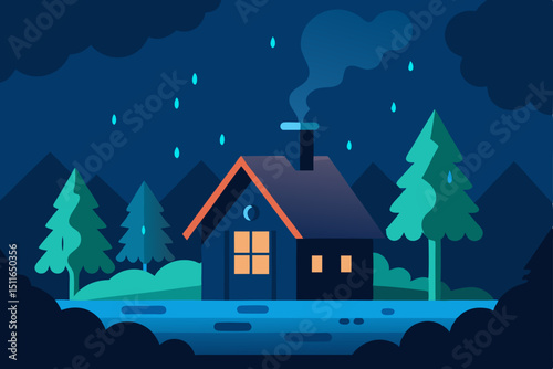 winter landscape with house