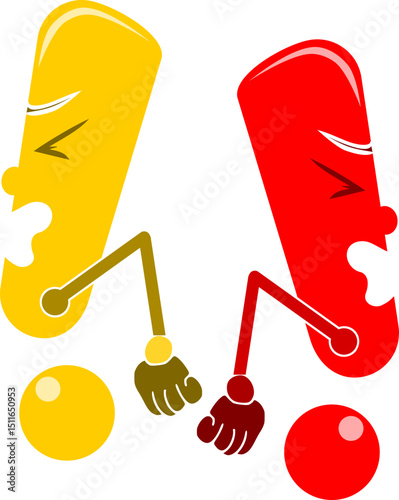 Color duo with speech in red and yellow cartoon combo