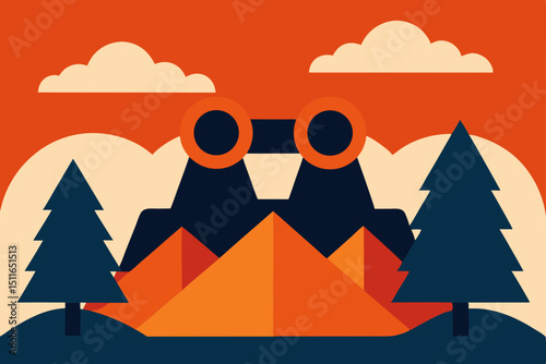 vector illustration of a mountain landscape in the mountains