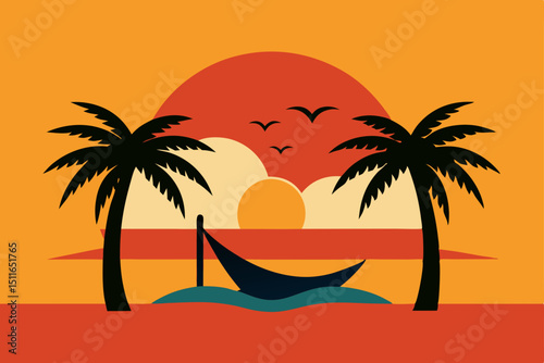 tropical beach with palm trees