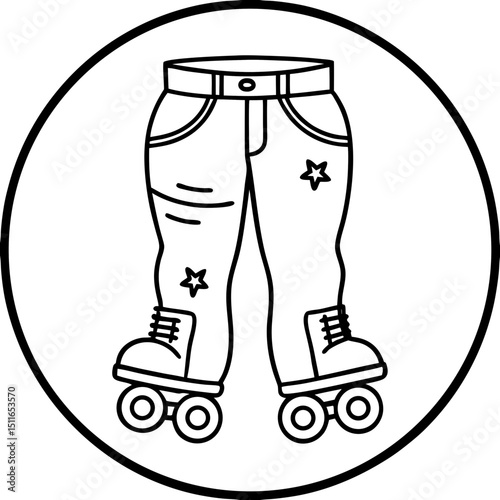 Faded Jeans with Roller Skate Patches – Vector on White