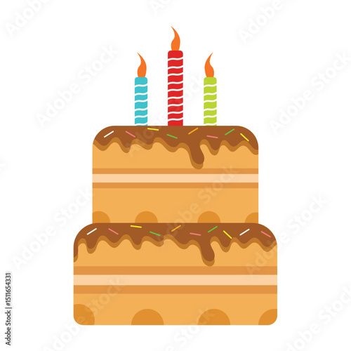 A chocolate cake with candles for a birthday celebration