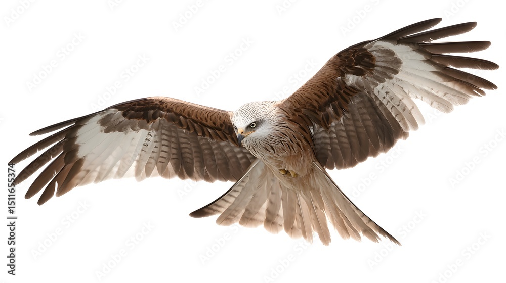 Obraz premium Kite bird hovering in air with sharp eyes, mid-hunt pose, isolated on transparent background