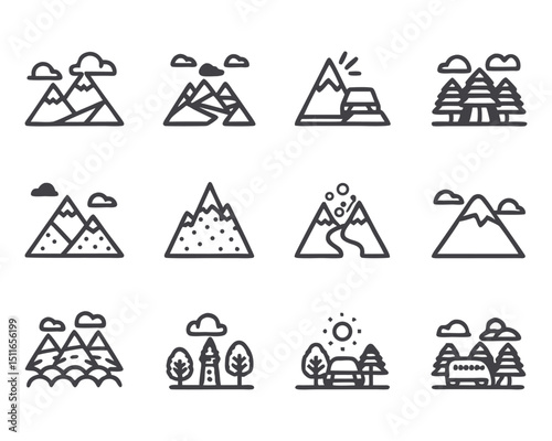 mountain icon set