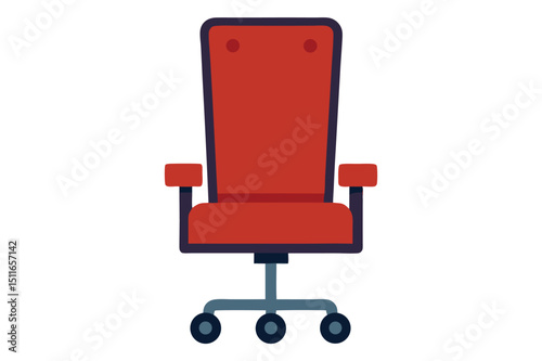 High back rolling chair with headrest in ergonomic office design vector art illustration