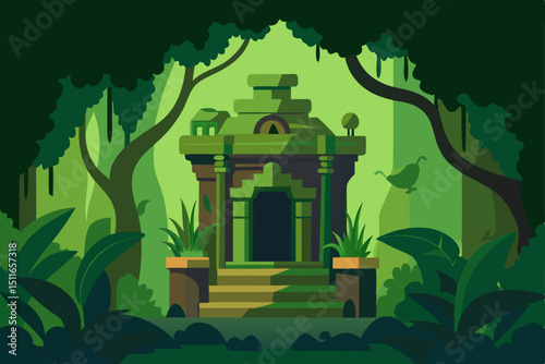 fantasy jungle temple ruins with moss covered ston.svg