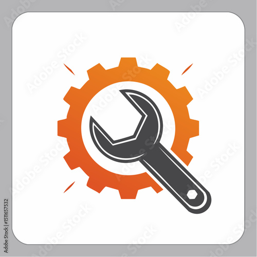Gear and Wrench Icon Repair, Maintenance, and Technical Support Symbol