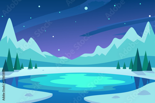 magical frozen lake with dancing northern lights 
