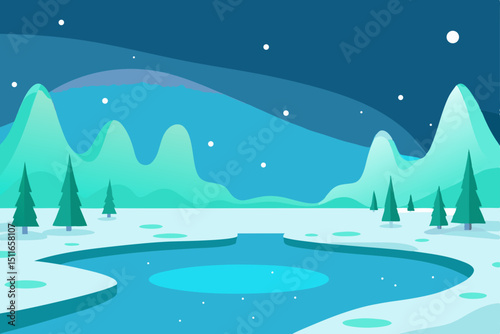 magical frozen lake with dancing northern lights 