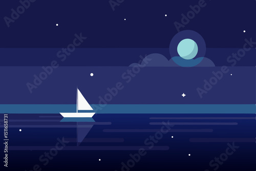 night sky over a peaceful ocean horizon with refle.svg