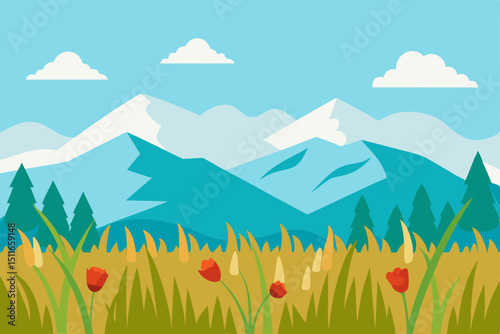 peaceful prairie landscape with tall grass  wildfl 