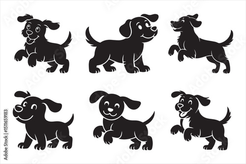 A Collection of Cartoon Puppies Playful Dogs and Adorable Canines