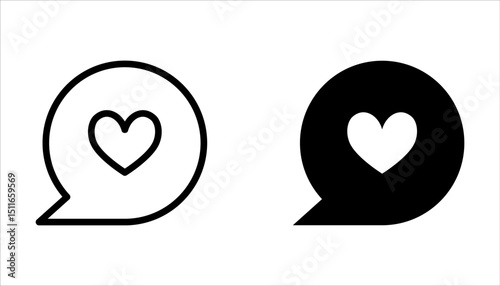 Notifications icon set. Social media Like icon. Chat love icon design template vector on white background