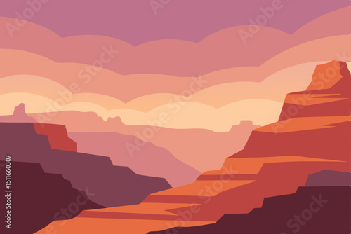 vector illustration of a canyon landscape at sunri.svg