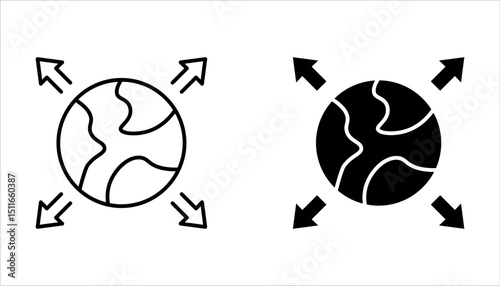 global world expansion icon set, vector concept of abstract international business distribution on white background