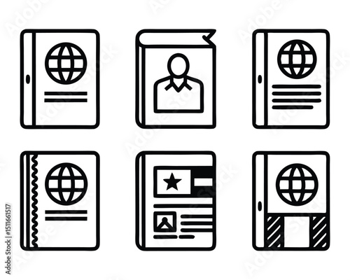 passport icon set