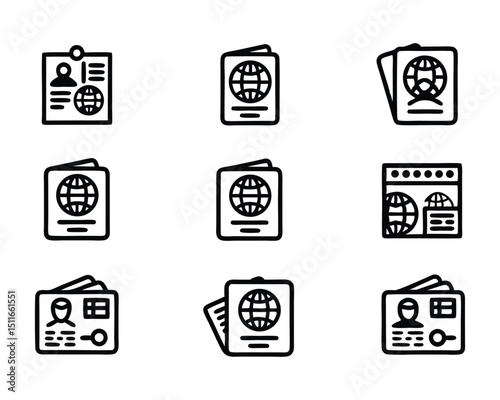 passport icon set