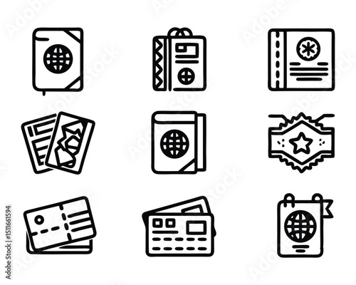 passport icon set