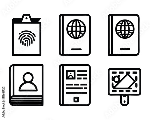 passport icon set