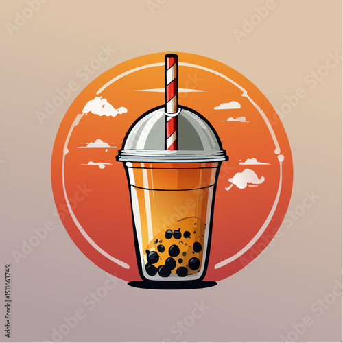 Refreshing Bubble Tea Illustration A Vibrant Summer Drink Design