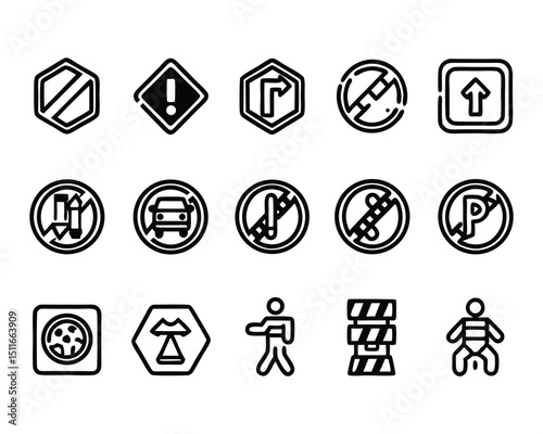 road sign icon set