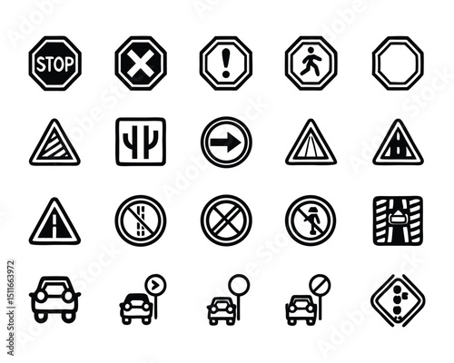 road sign icon set