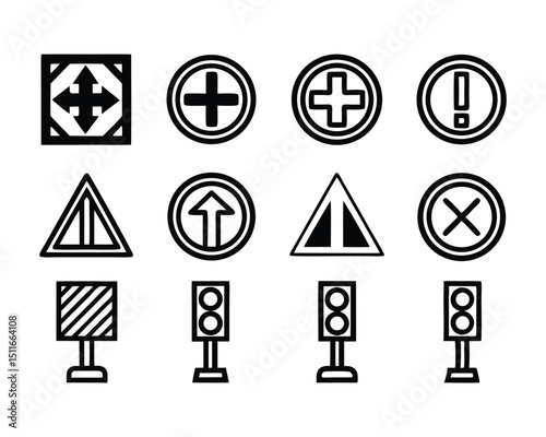 road sign icon set