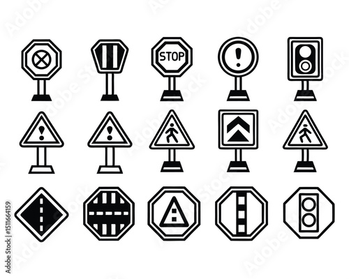 road sign icon set