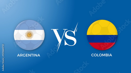 Argentina vs Colombia flag in circle for conmebol world cup and sports banner. vector illustrator