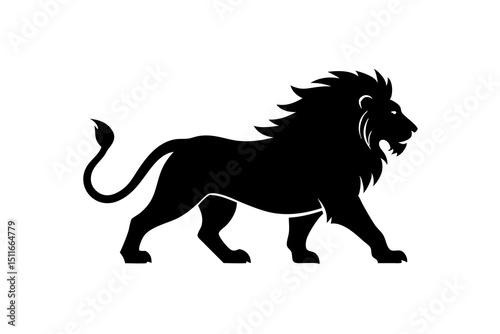 Majestic Lion Black Silhouette – Detailed, Realistic, and Fierce Animal Illustration