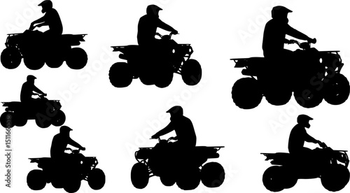 ATV silhouettes. Sportsman riding quad bike silhouettes. EPS 10 version.