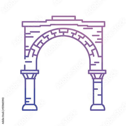 Classical round arch design in purple gradient style representing Renaissance architecture  