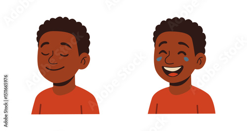 African American Kids Smiling – Illustration Set of Happy Children Faces
