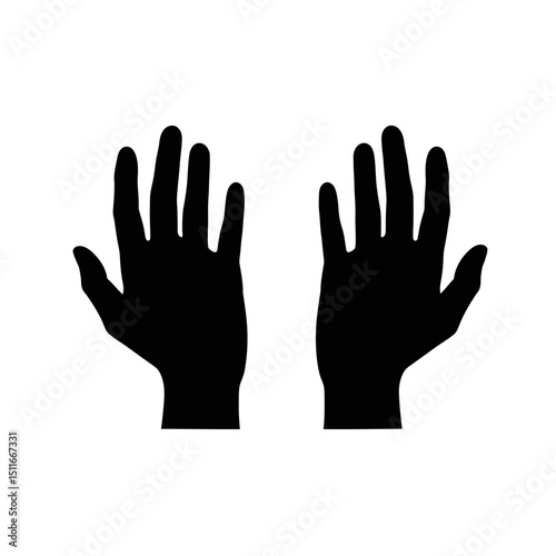 Flat Black Silhouette Vectors of Human Body and Internal Organs on White Background