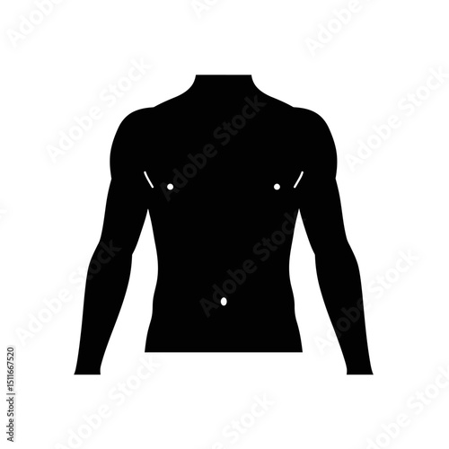 Flat Black Silhouette Vectors of Human Body and Internal Organs on White Background