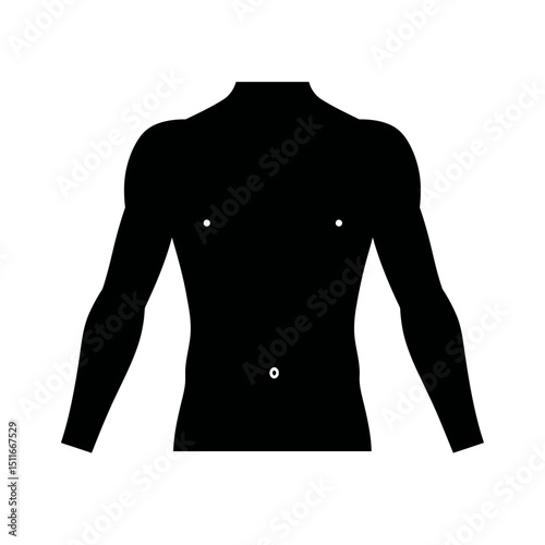 Flat Black Silhouette Vectors of Human Body and Internal Organs on White Background