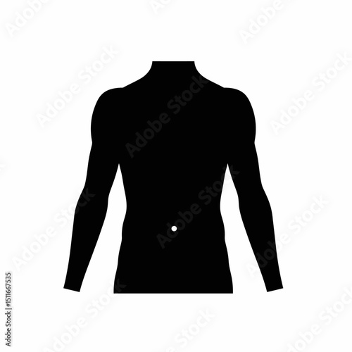 Flat Black Silhouette Vectors of Human Body and Internal Organs on White Background
