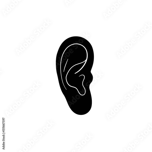 Flat Black Silhouette Vectors of Human Body and Internal Organs on White Background